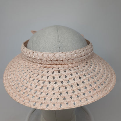 Unbranded Sun Visor Straw Hat Pink One Size Adjustable Bow Tie Lightweight