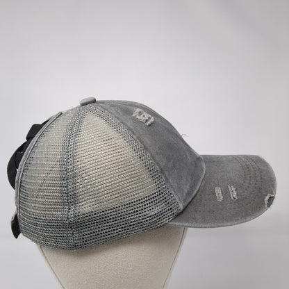 Unbranded Strapback Trucker Hat Gray One Size Ponytail Mesh Back Blank
