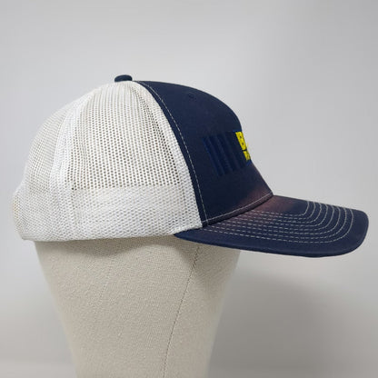Outdoor Cap Trucker Hat Blue White Yellow One Size RV Marine Mesh Back Snapback