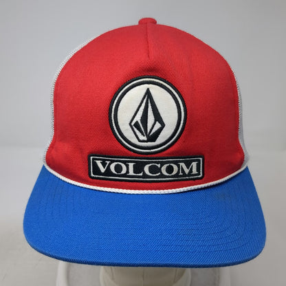 Volcom Trucker Hat Red White Blue One Size Mesh Snapback Logo Patch Skate Surf