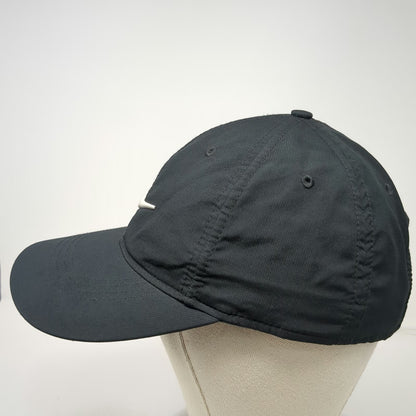 Nike Baseball Cap Black OS Strapback Swoosh Logo Polyester Golf Hat Embroidered