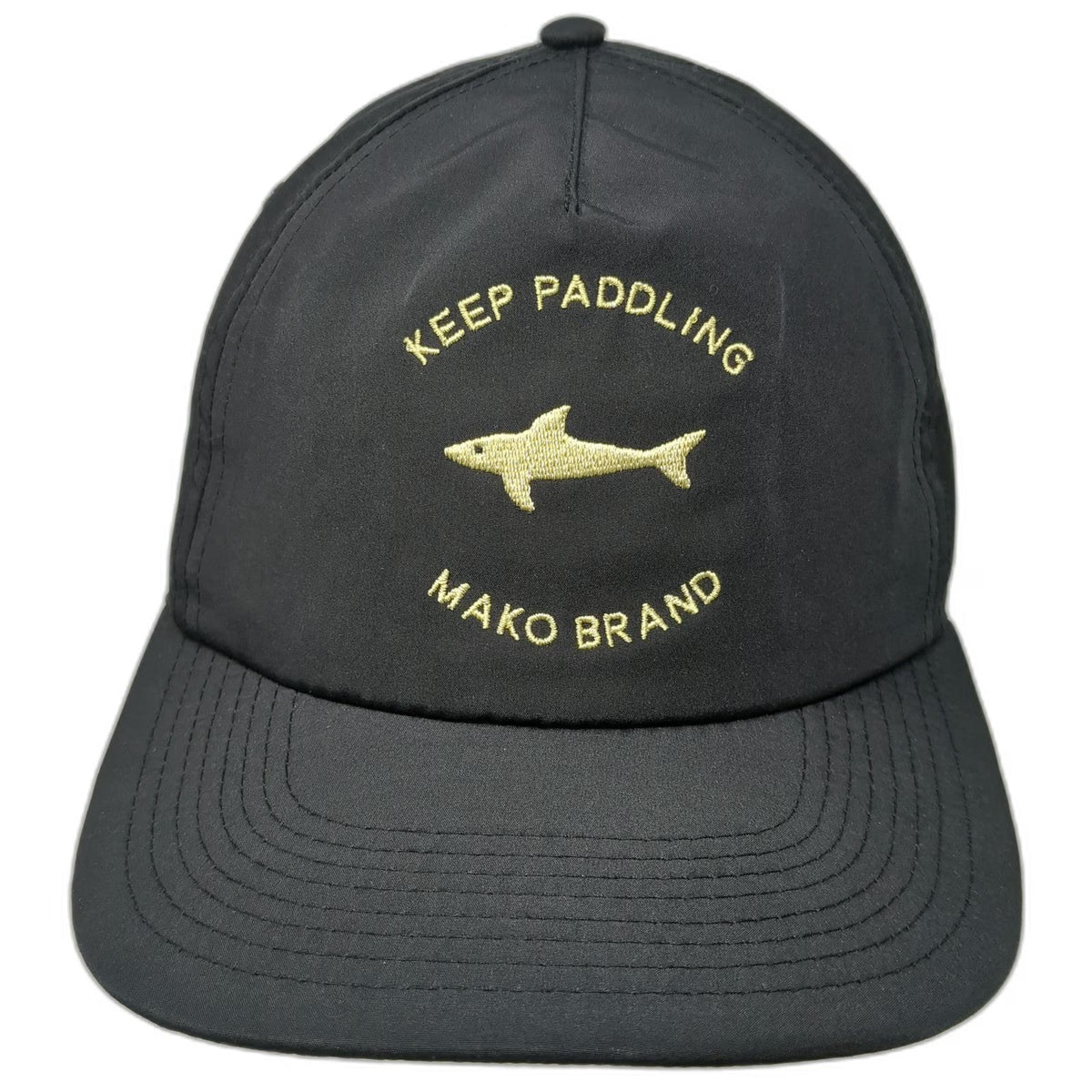 Mako Brand 5 Panel Black Hat One Size Shark Logo Keep Paddling Snapback