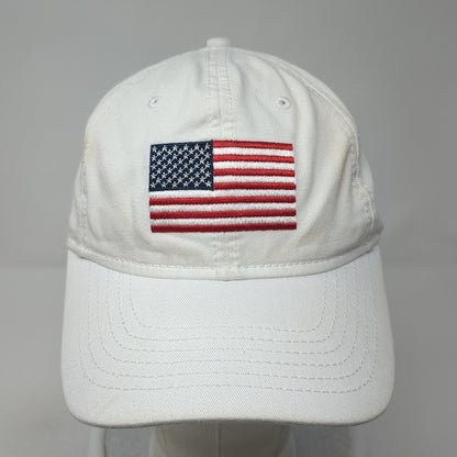 USA Flag Slideback Baseball Cap White One Size Adjustable Embroidered Patriotic