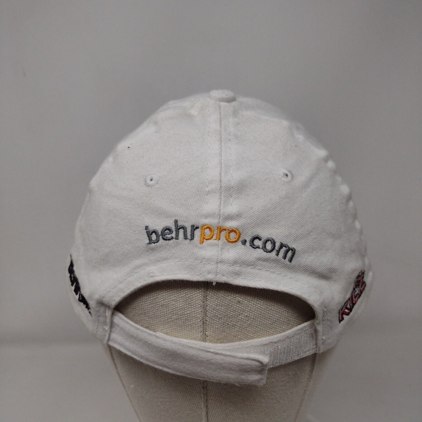 BEHR Pro Strapback Hat White One Size Adjustable Embroidered Vented Holes