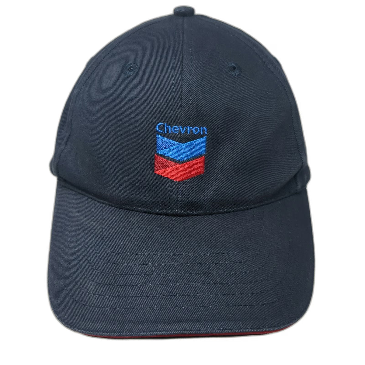 Chevron Baseball Cap Blue Red One Size Slideback Embroidered Logo Buckle Hat
