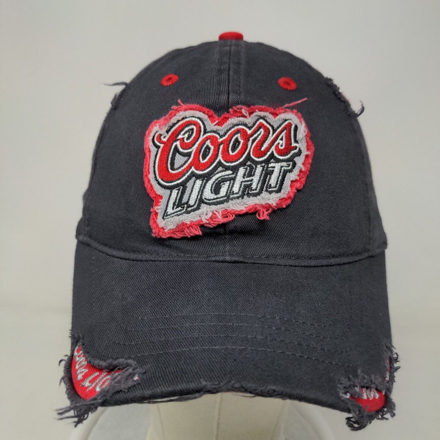 Coors Light Men's Strapback Hat Gray Distressed Embroidered Logo Beer