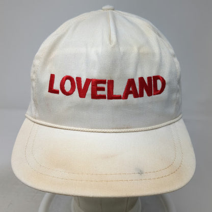 Trucker White Hat One Size Red Loveland Embroidery Rope Detail Slideback Cap