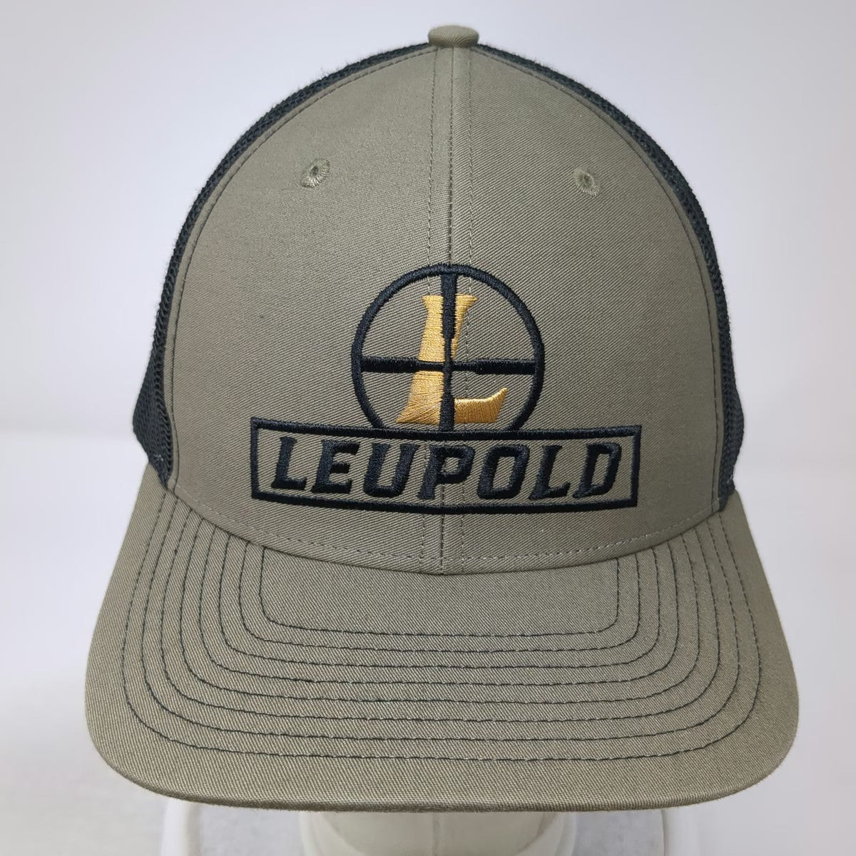Leupold Trucker Hat Green Black Gold One Size Snapback Mesh Logo Adjustable Cap
