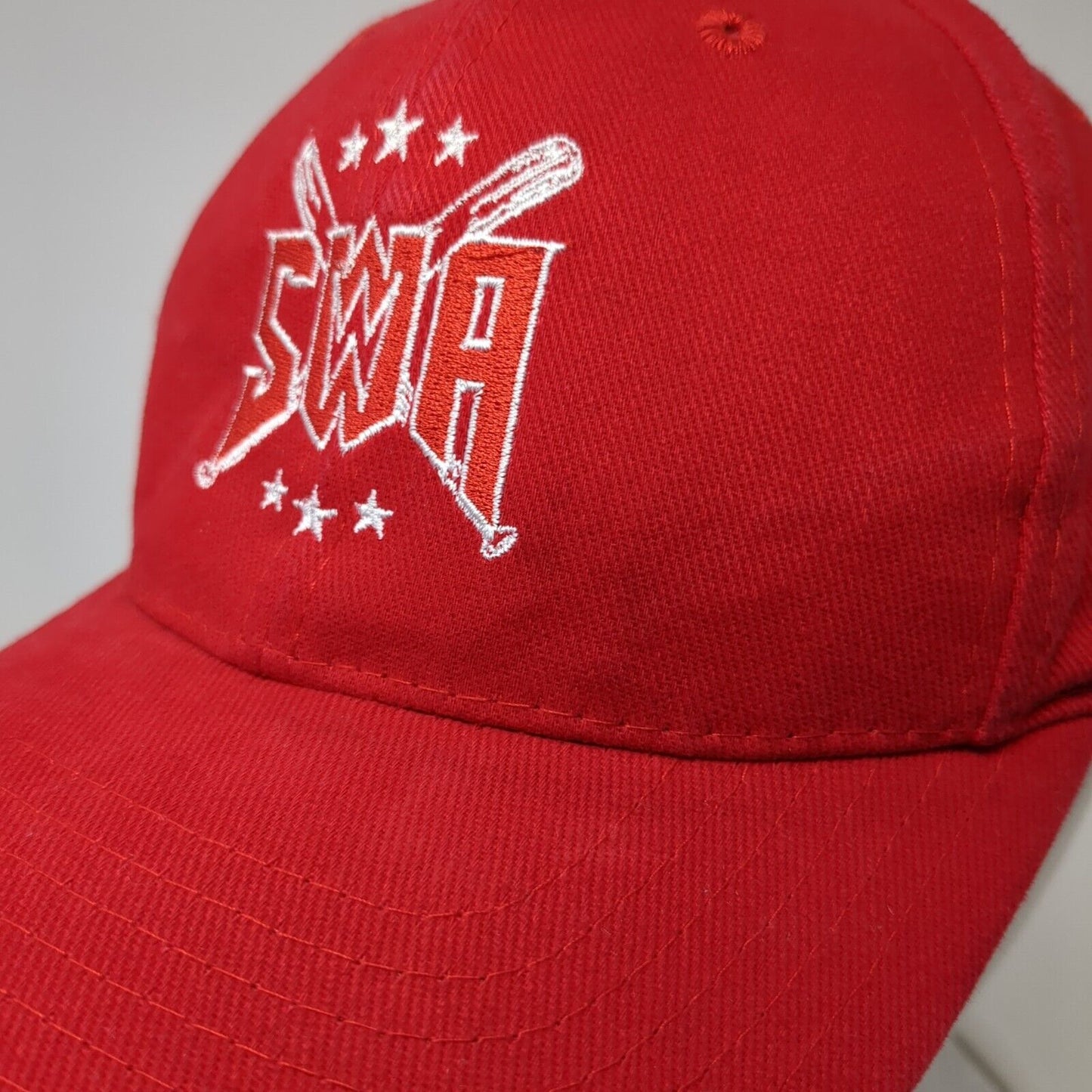 SWA Strapback Hat Red One Size Adjustable Embroidered Outdoor 6 Panel