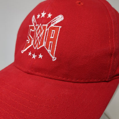SWA Strapback Hat Red One Size Adjustable Embroidered Outdoor 6 Panel
