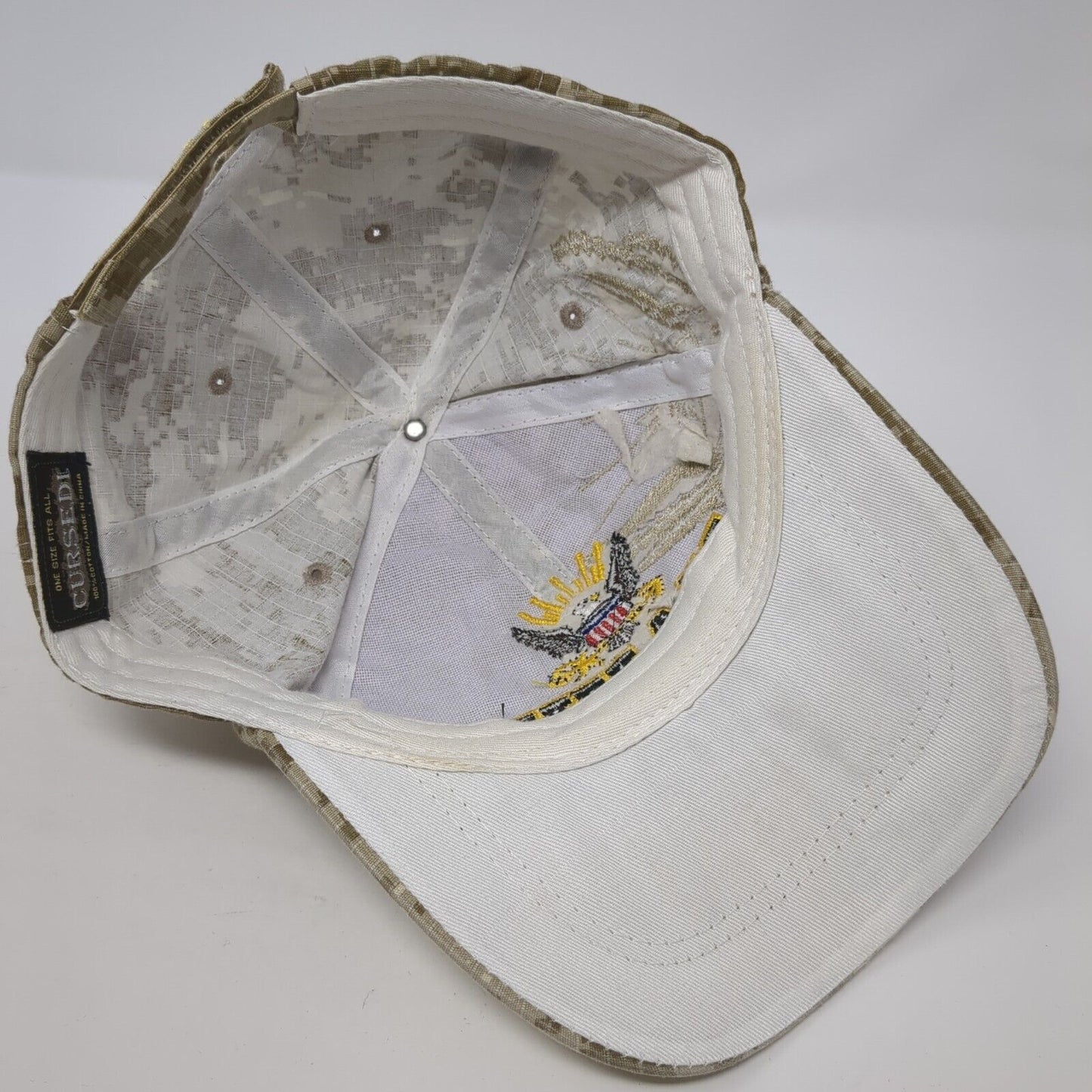US Navy Eagle Strapback Hat Digital Camo One Size Adjustable Cursedi