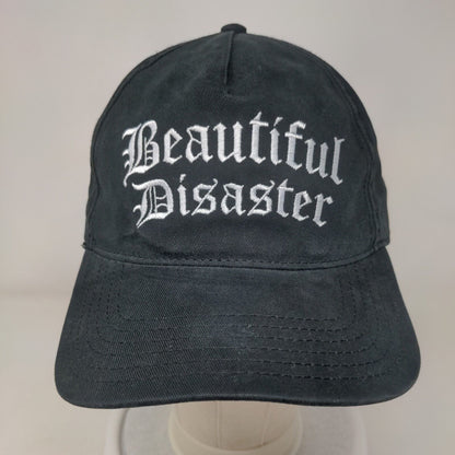 Beautiful Disaster Strapback Hat Black OSFM Embroidered Adjustable Otto