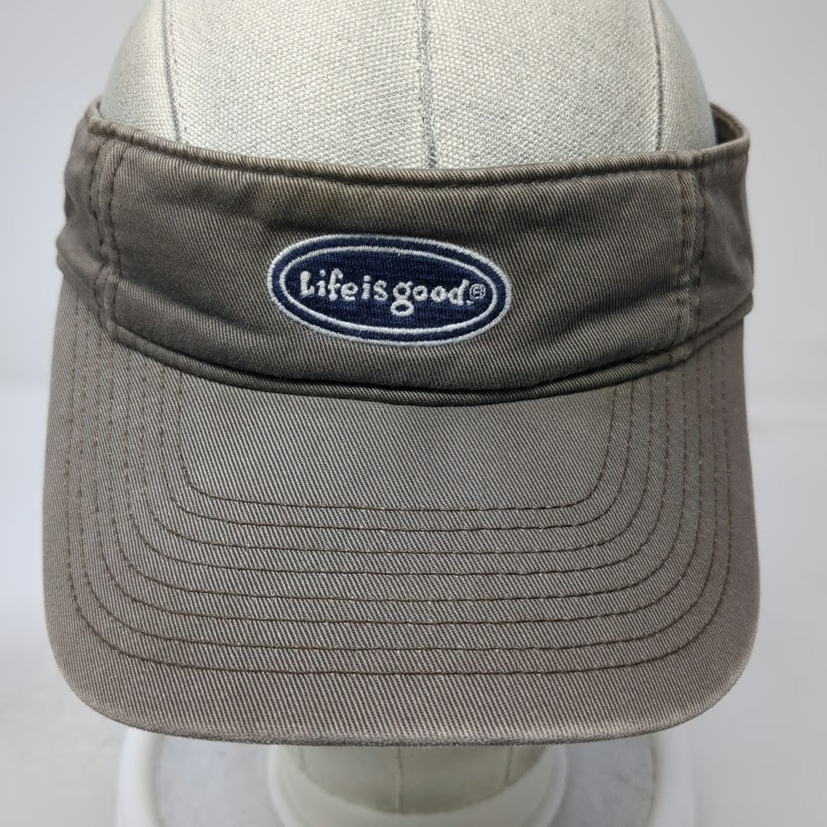 Life is Good Visor Hat Brown One Size Smiley Face Logo Adjustable Strapback