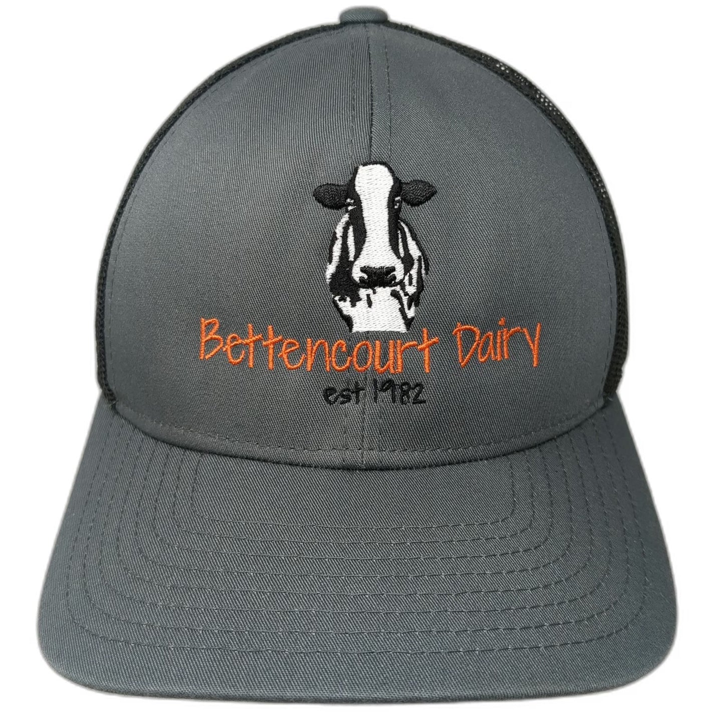 Pacific Headwear Trucker Hat Gray One Size Bettencourt Dairy Cow Mesh Snapback