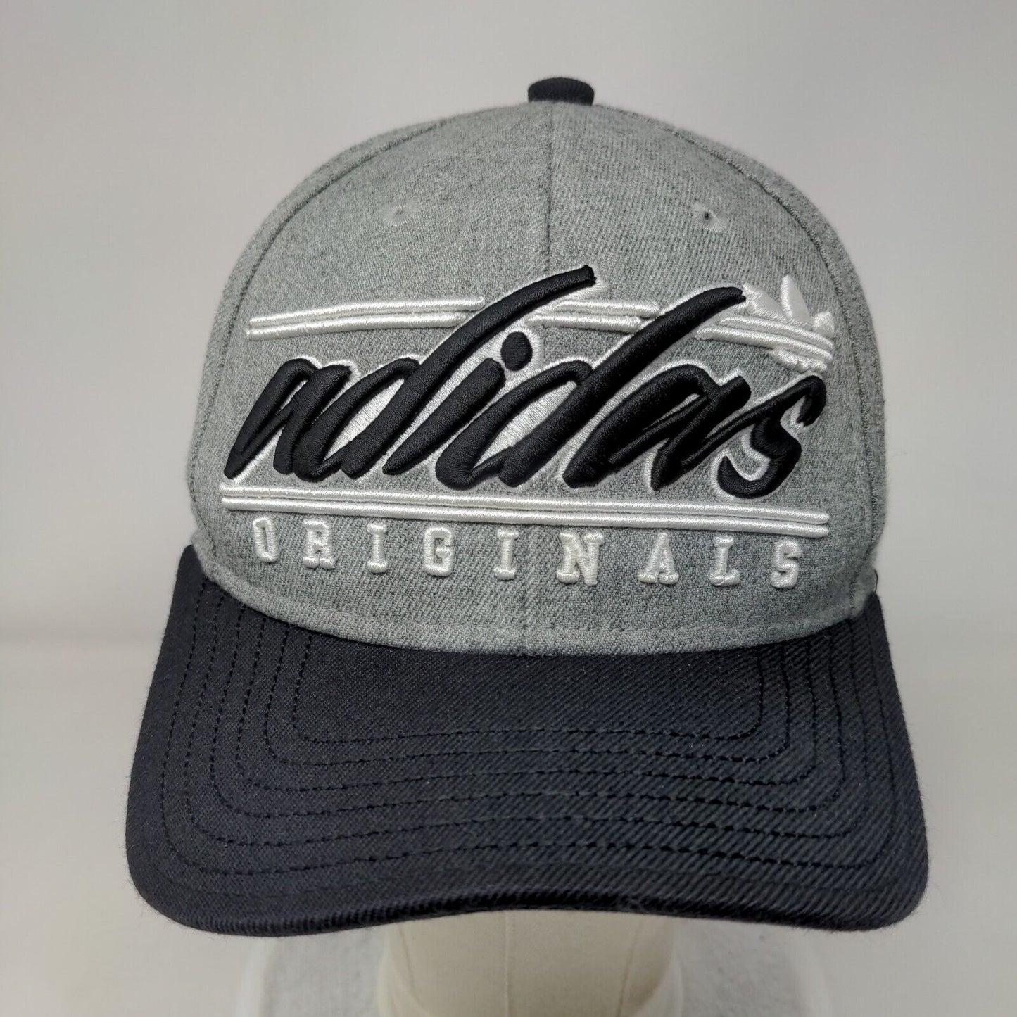 Adidas Originals Snapback Hat Gray One Size Embroidered Colorblock