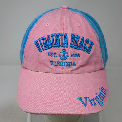 Lucky 7 Virginia Beach Pink Blue One Size Baseball Cap Anchor Strapback Hat Logo