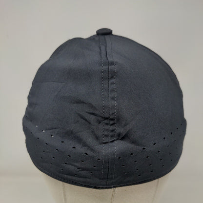 Adidas Climalite Fitted Hat Black Small/Medium Laser Cut Solid 6 Panel