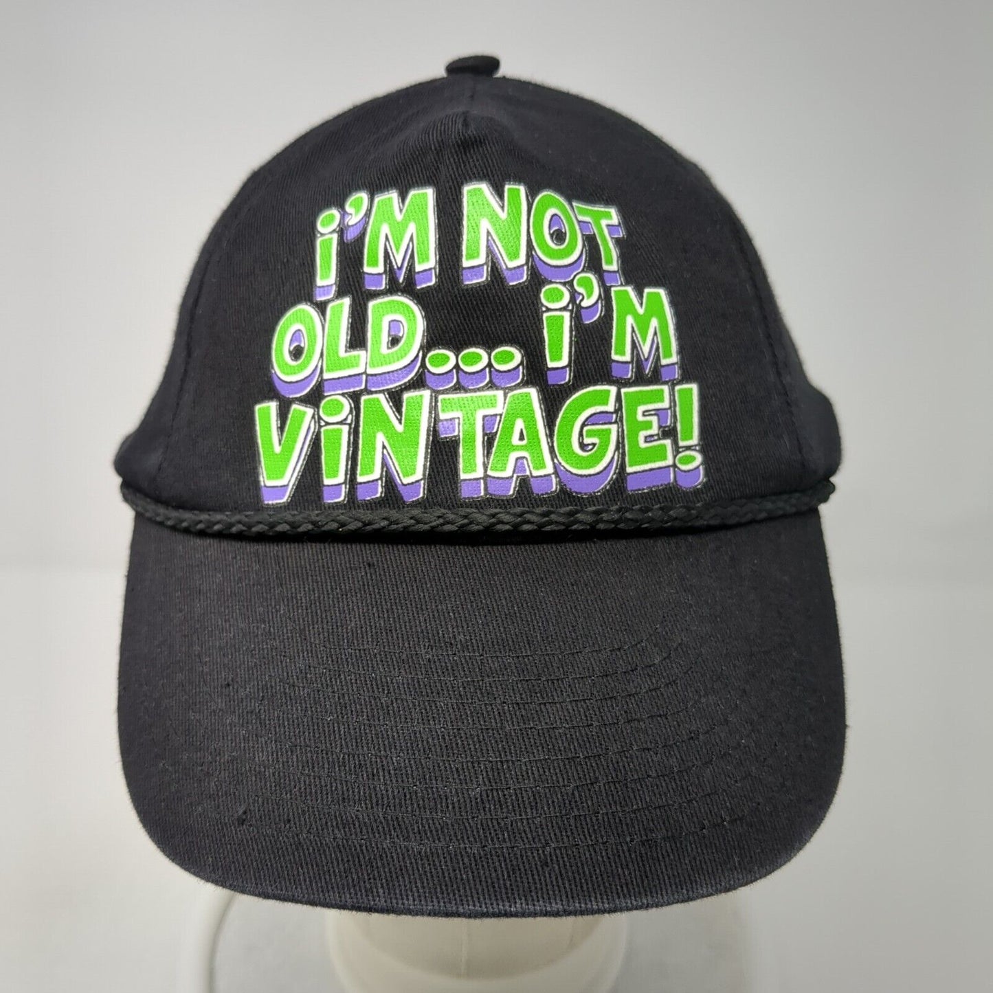 I'm Not Old I'm Vintage Snapback Rope Hat Black One Size Adjustable