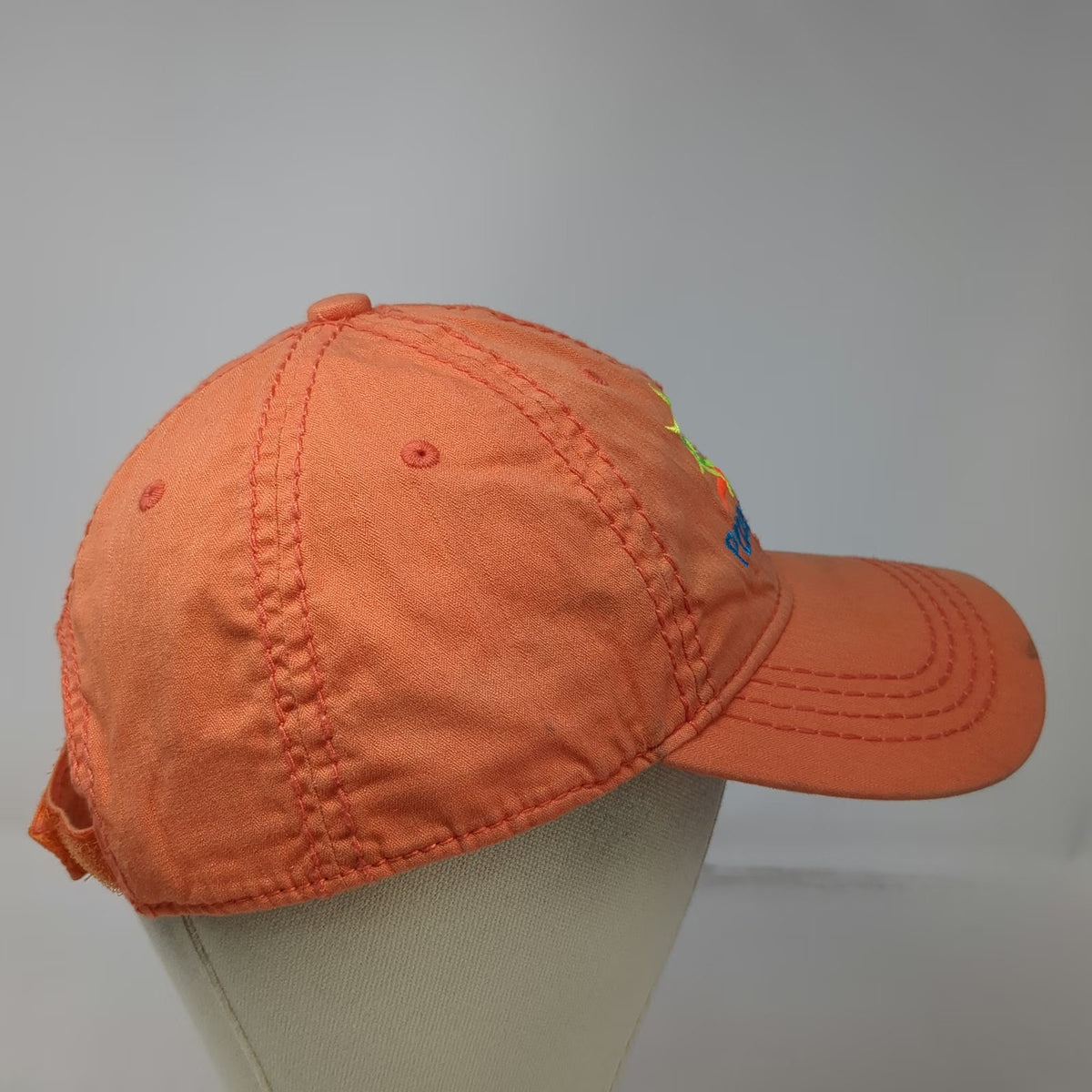 J Hats Baseball Cap Orange One Size Puerto Rico Embroidered Sun Graphic Hat