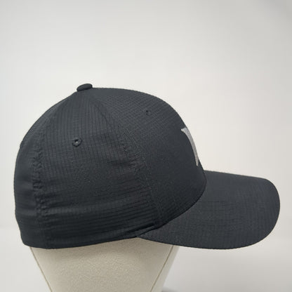 Hurley Logo Fitted Hat Black Medium Embroidered Flexfit Stretch 6 Panel