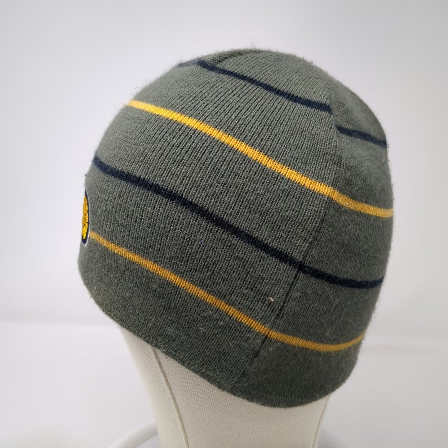 Indiana Pacers NBA Gray Yellow Blue OSFM Beanie Striped Acrylic Knit Logo Hat