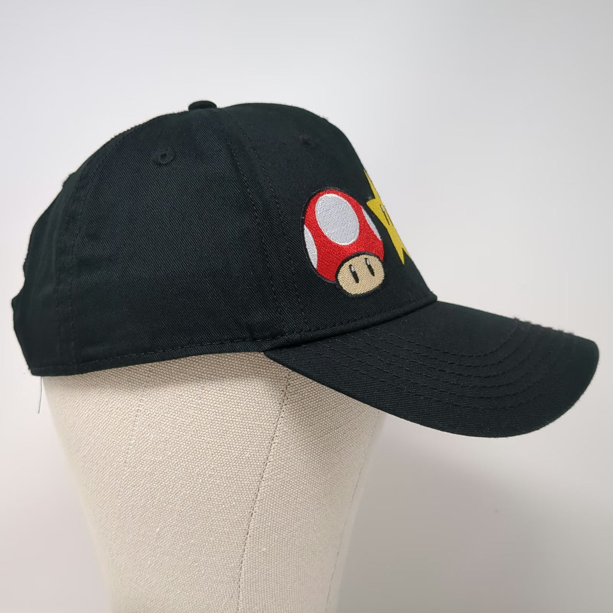 Super Mario 5 Panel Black One Size Snapback Mushroom Star Fire Flower Icons Hat