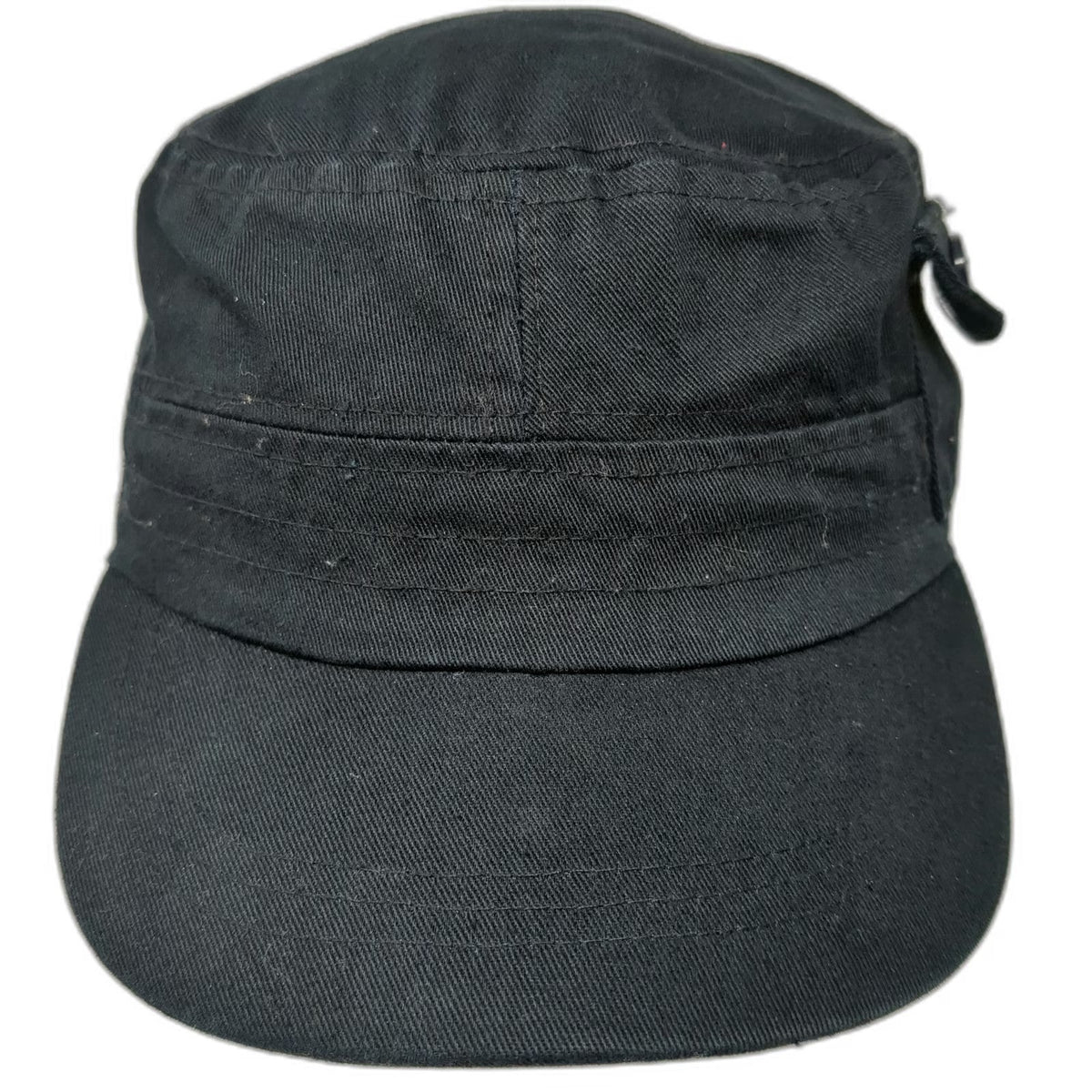Baseball Cap Black One Size Side Pocket Slideback Adjustable Cotton Army Hat