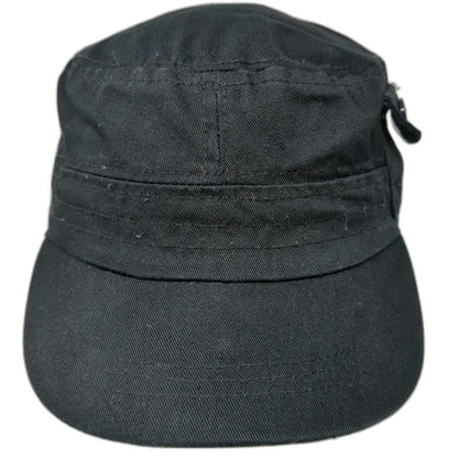 Baseball Cap Black One Size Side Pocket Slideback Adjustable Cotton Army Hat