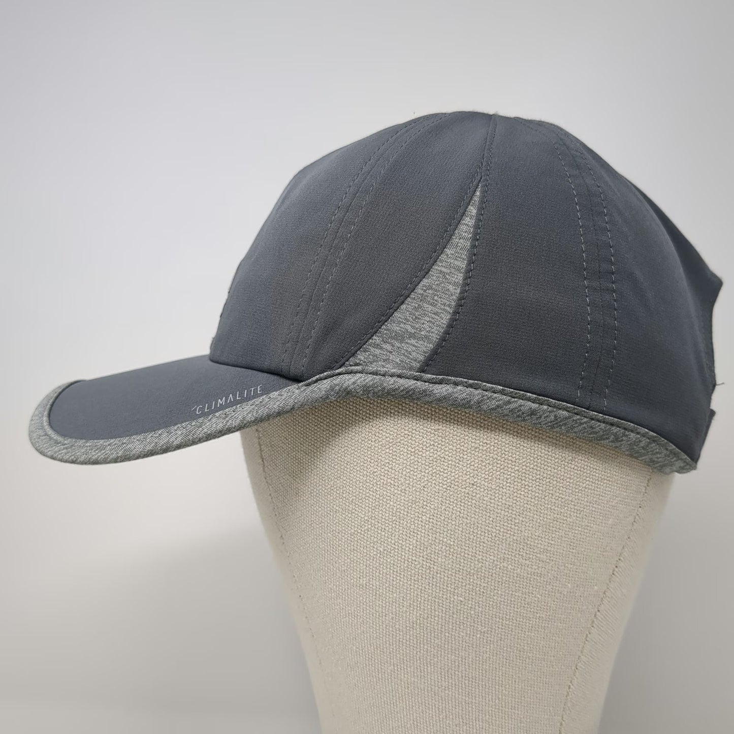 Adidas Baseball Cap Gray One Size Climalite Performance Curved Brim Sport Hat