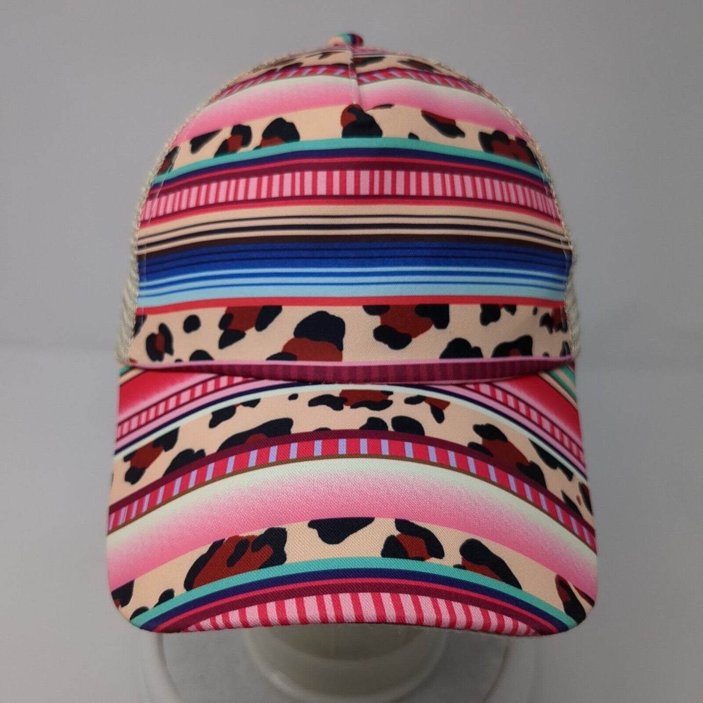 Unbranded Ponyback Strapback Trucker Hat Multi OS Adjustable Mesh Back Leopard