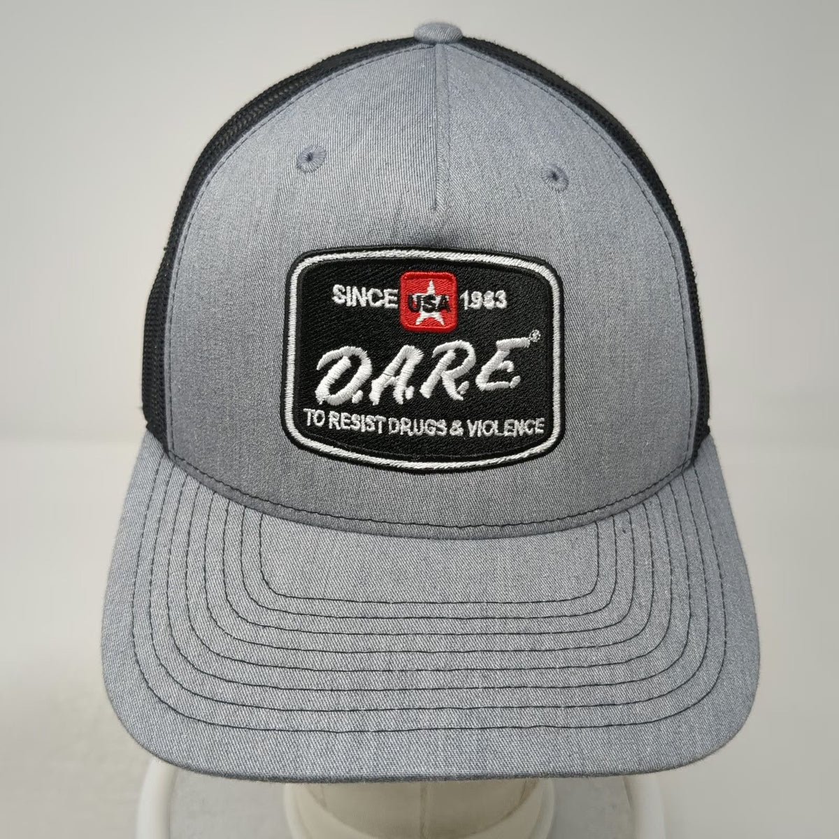 Richardson Trucker Hat Gray One Size D.A.R.E. Resist Drugs Violence Snapback
