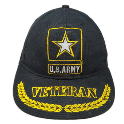 U.S. Army Veteran Baseball Cap Black OSFM Embroidered Laurel Brim Hat Military