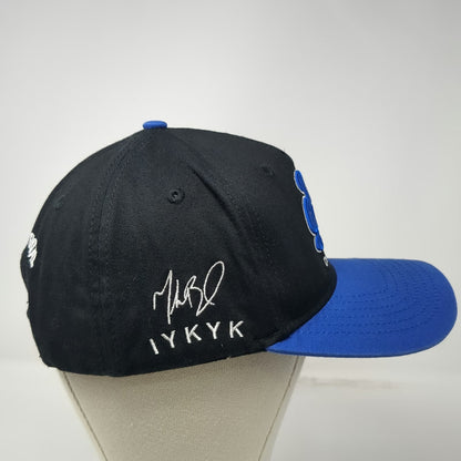 Dad Gang 5 Panel Black Blue One Size Snapback Hat Logo Script Embroidery Graphic