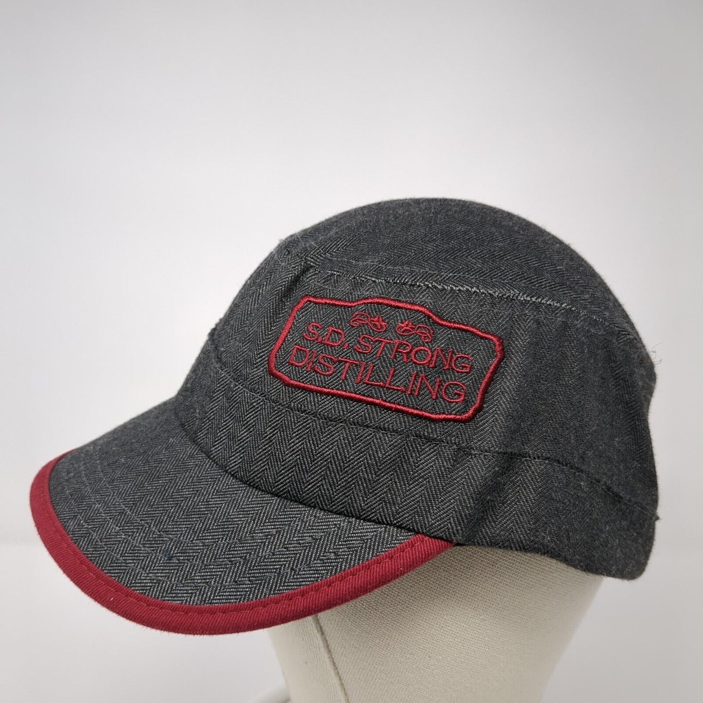 S.D. Strong Distilling Slideback Cadet Army Hat Black One Size Herringbone