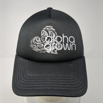 Aloha Grown Snapback Trucker Hat Black One Size Adjustable Mesh Back 6 Panel