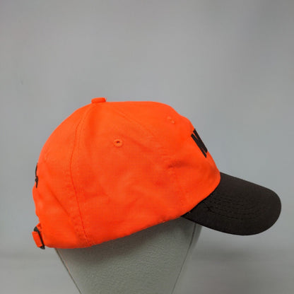 NRA Slideback Hat Orange One Size Adjustable Embroidered Vented Holes 6 Panel