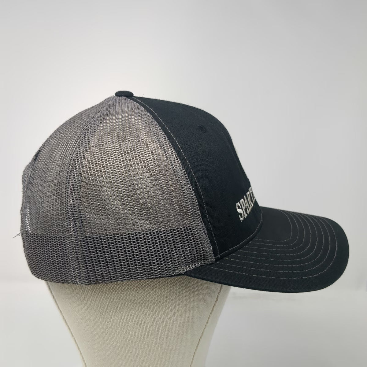 Richardson Trucker Hat Black One Size Spartan Steel Molon Labe Mesh Back Hat