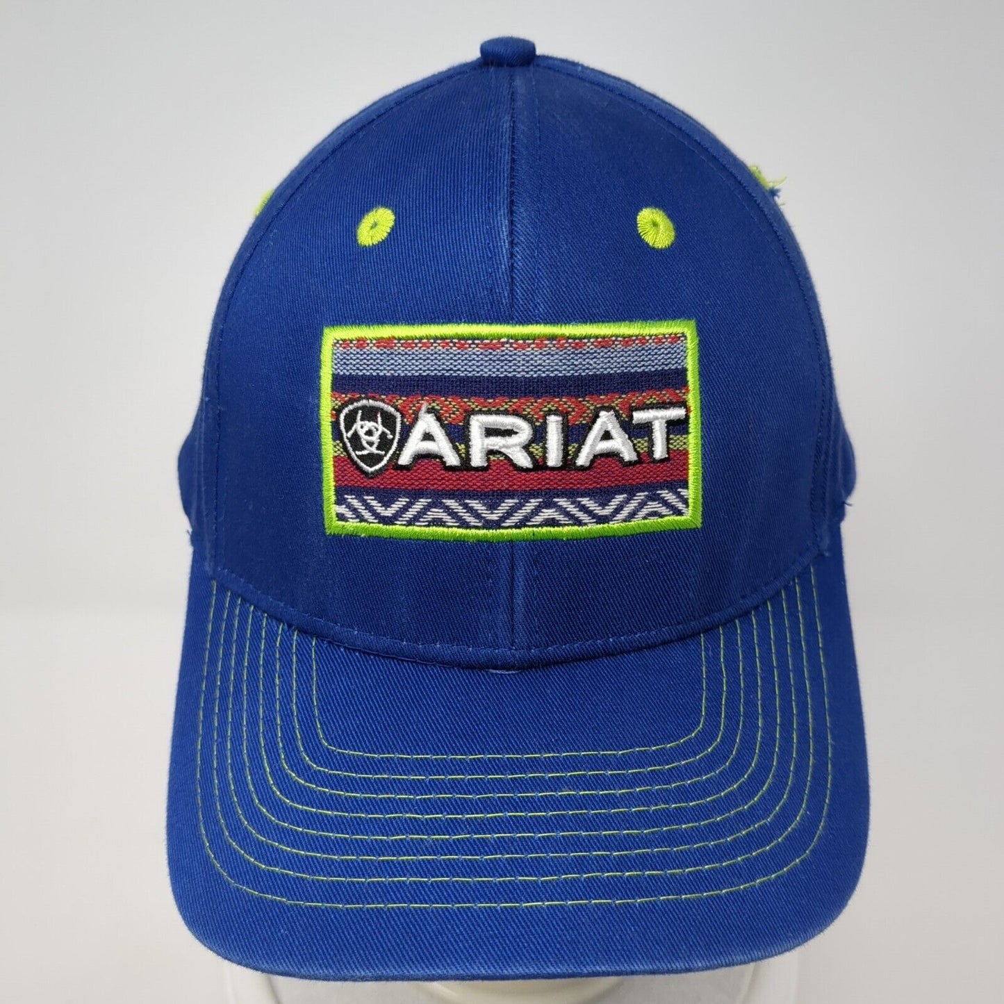 Ariat Strapback Hat Blue One Size Adjustable Embroidered Vented Holes 6 Panel