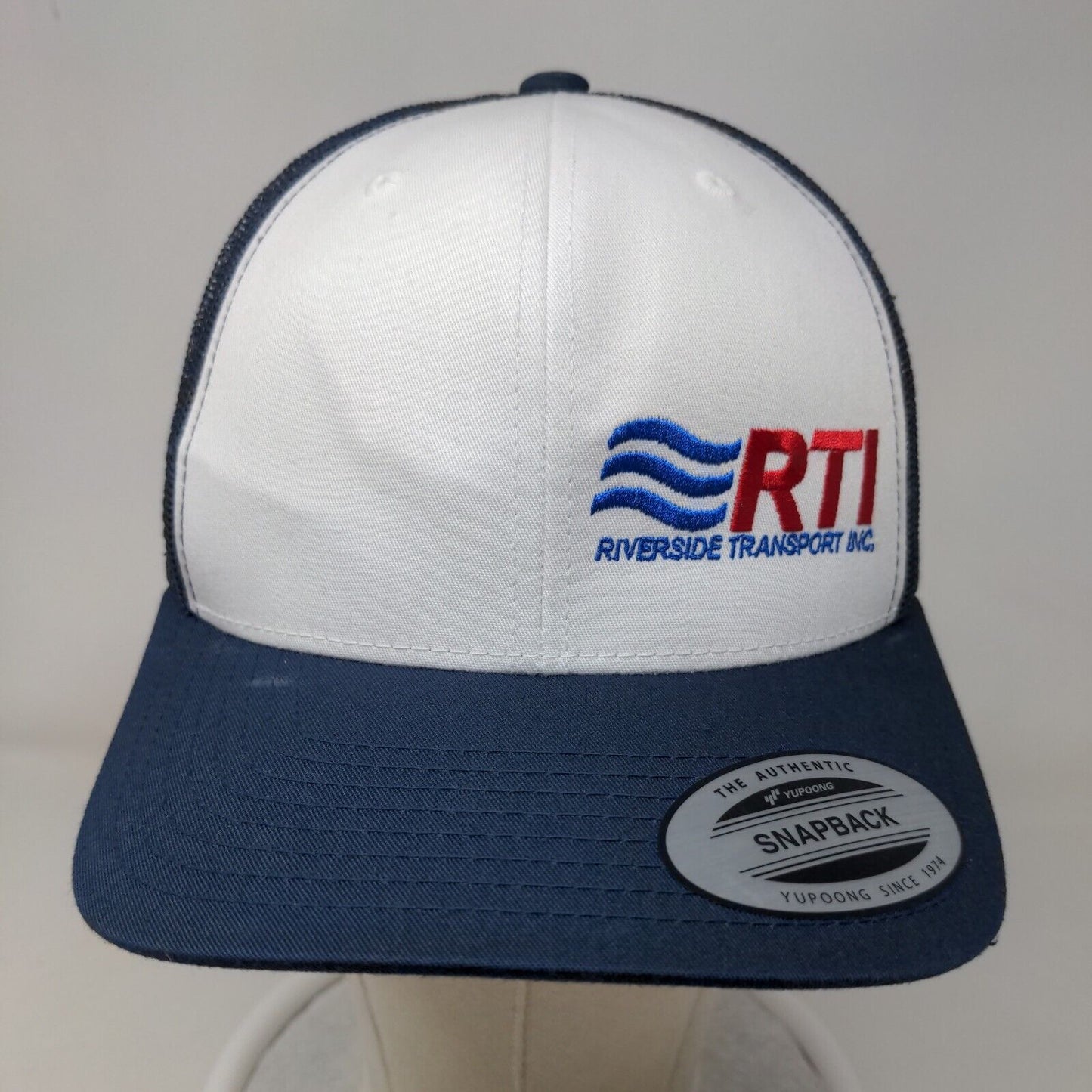 Yupoong Men's Snapback Mesh Back Hat Blue RTI Riverside Transport Embroidered