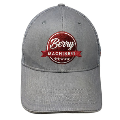 Crown Baseball Cap Gray Red White OSFM Mesh Back USA Flag Berry Machinery hat