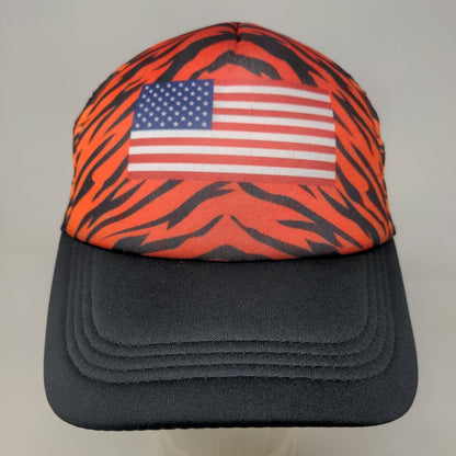 Unbranded Mens Snapback Mesh Back Hat Black Adjustable Graphic Flag Tiger Stripe