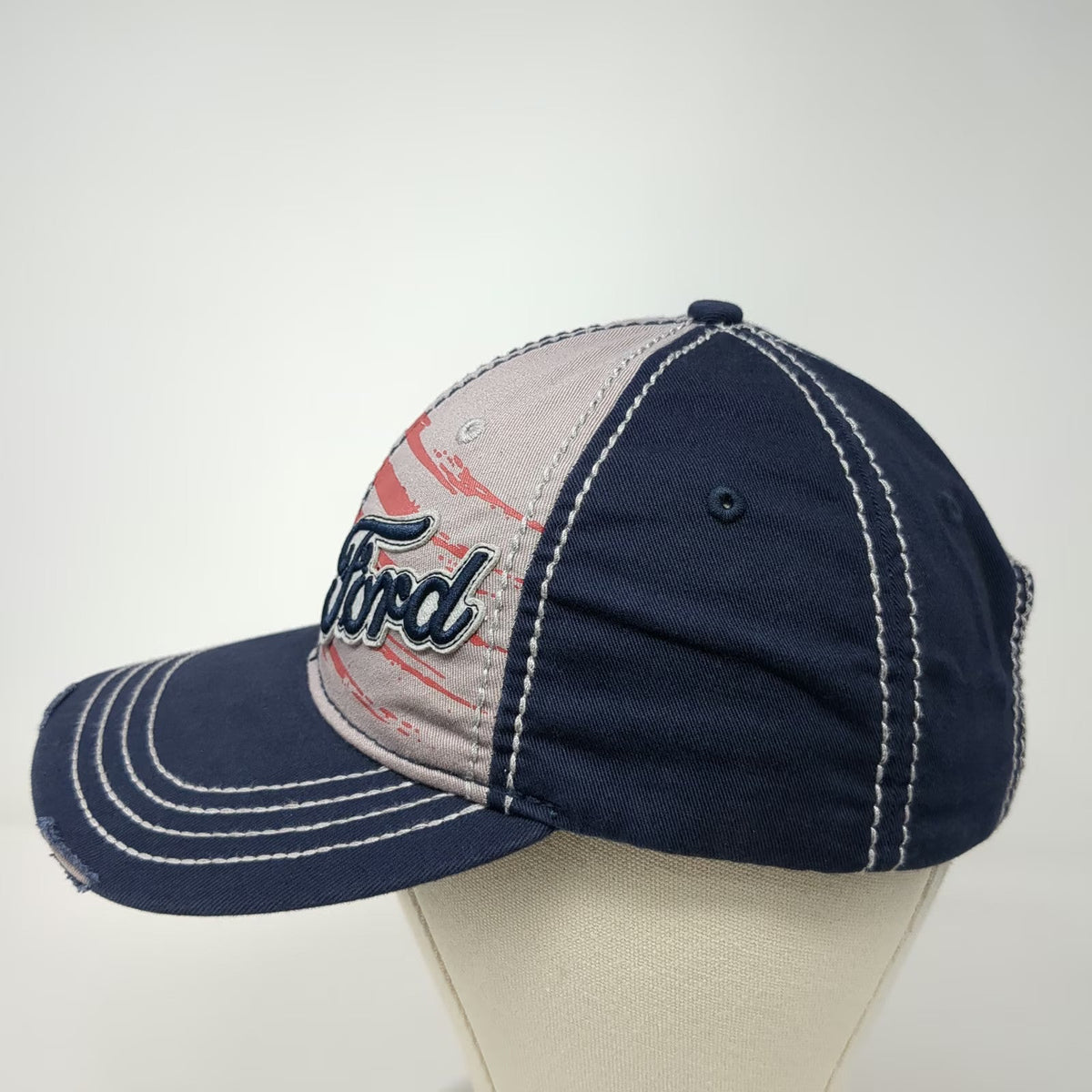 H3 Headwear Ford Baseball Cap Blue One Size Flag Graphic Contrast Stitching Hat