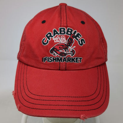 Old Navy Red Baseball Cap One Size Embroidered Crabbies Fishmarket Strapback Hat