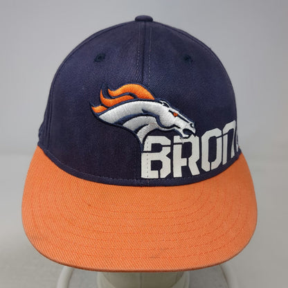 NFL Team Apparel Denver Broncos Baseball Cap Blue Orange XL Fitted Stretch Hat