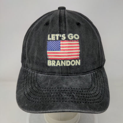 Let's Go Brandon Slideback Hat Gray One Size American Flag Patriotic Cotton