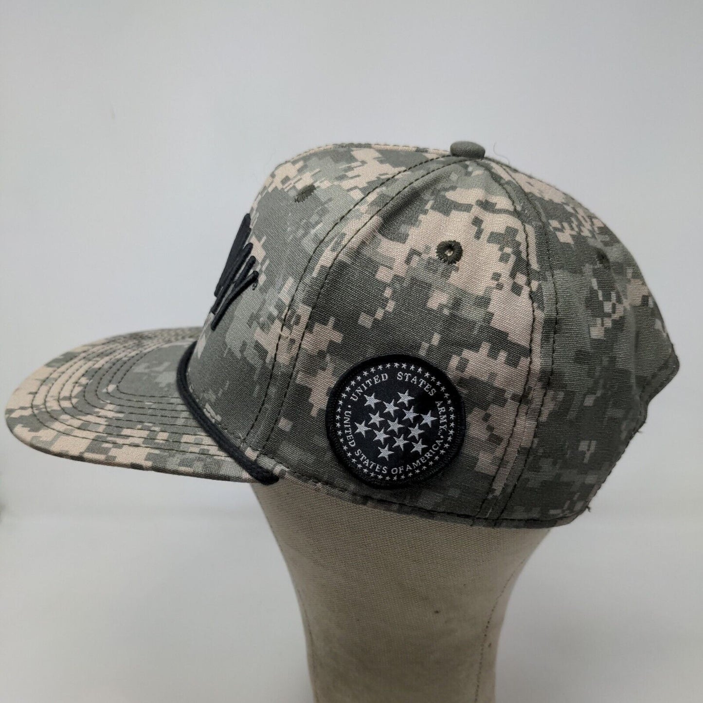 U.S. Army Official Snapback Trucker Hat Digital Camo OSFA Embroidered Logo Rope