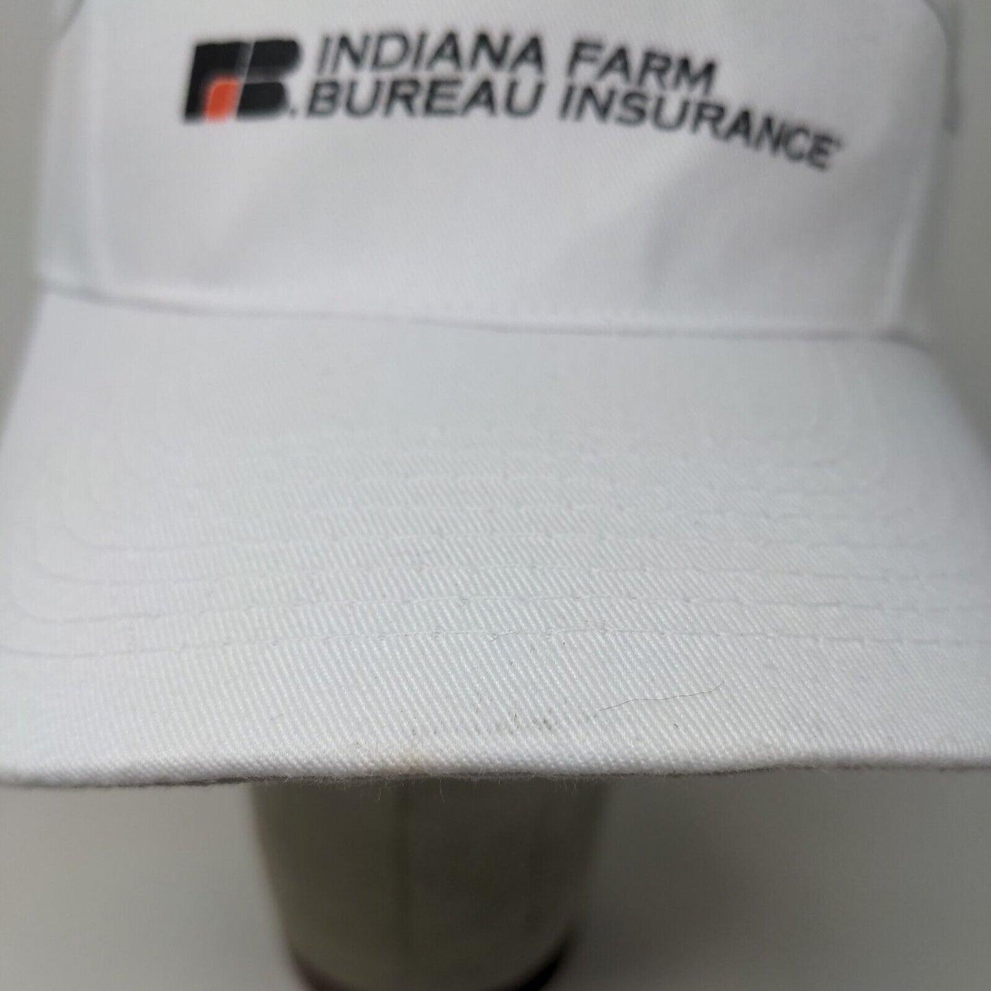 Nissin Men's Strapback Hat White Graphic Indiana Farm Bureau Insurance Logo