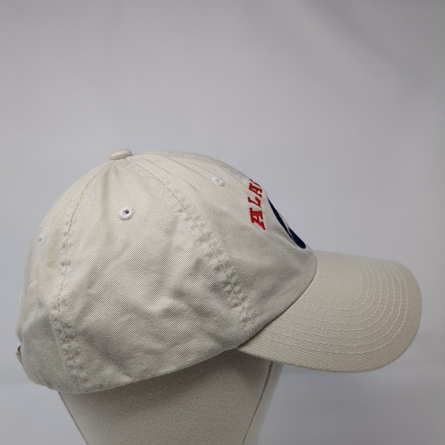 Alaska Slideback Hat Tan One Size Adjustable Embroidered Vented Holes 6 Panel