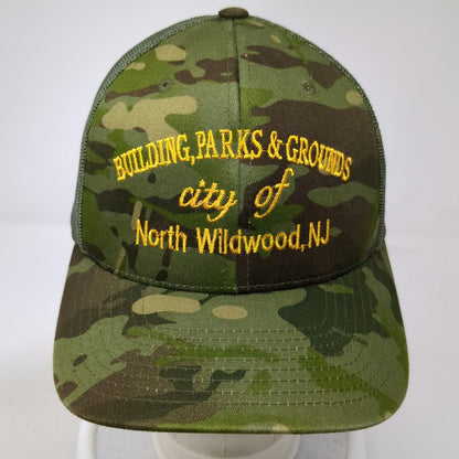 Yupoong Trucker Hat Green Camo One Size North Wildwood NJ Parks Grounds hat