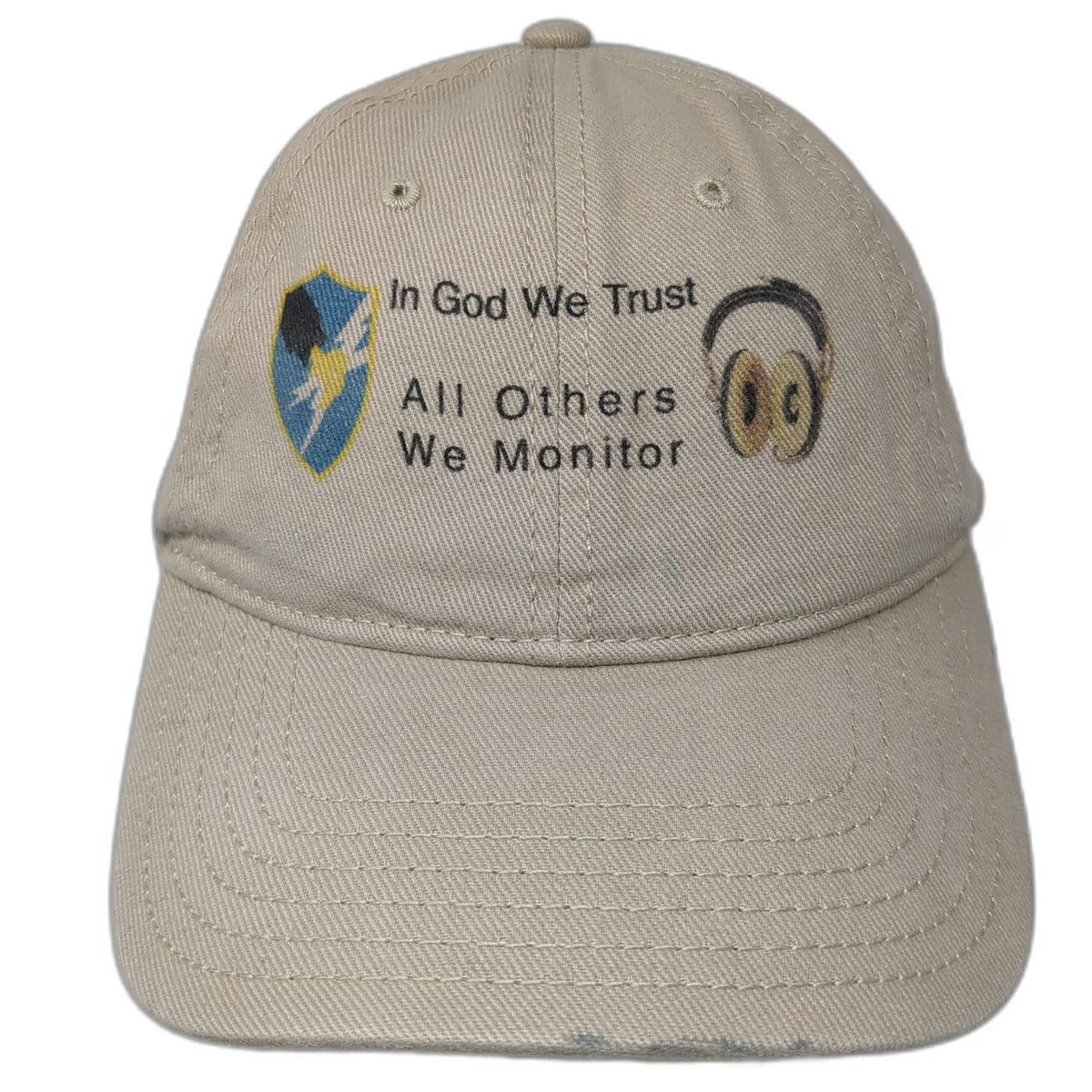 OTTO Baseball Cap Beige One Size God Trust Others Monitor Embroidered Cotton Hat